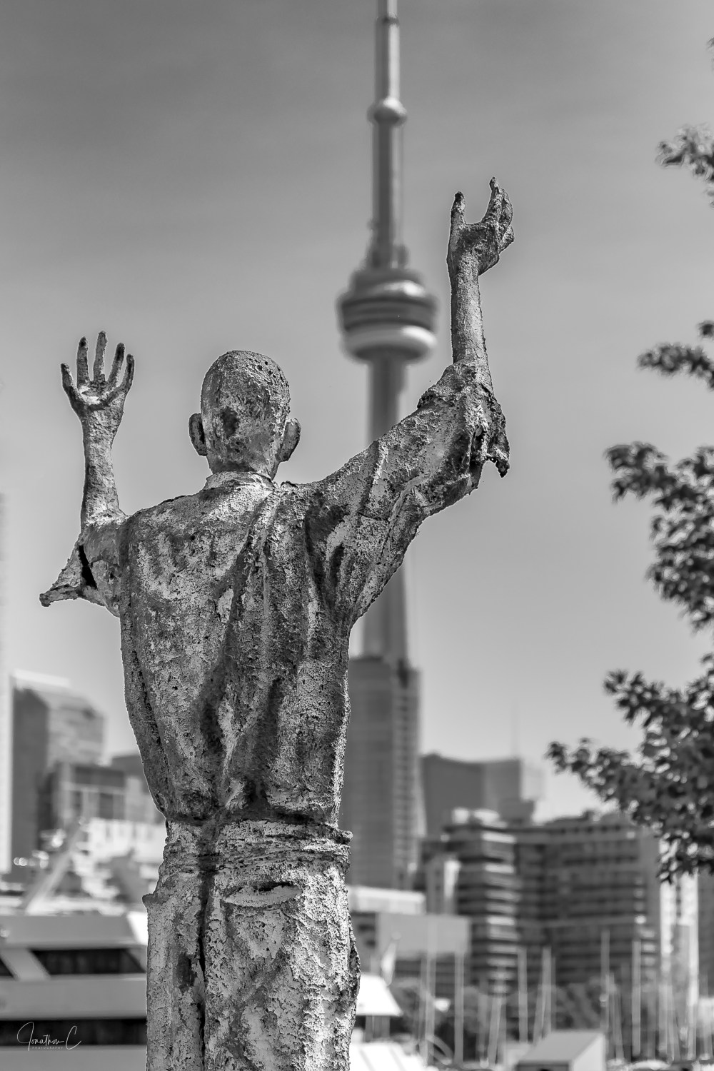 Irish Monument Man Behind BW
