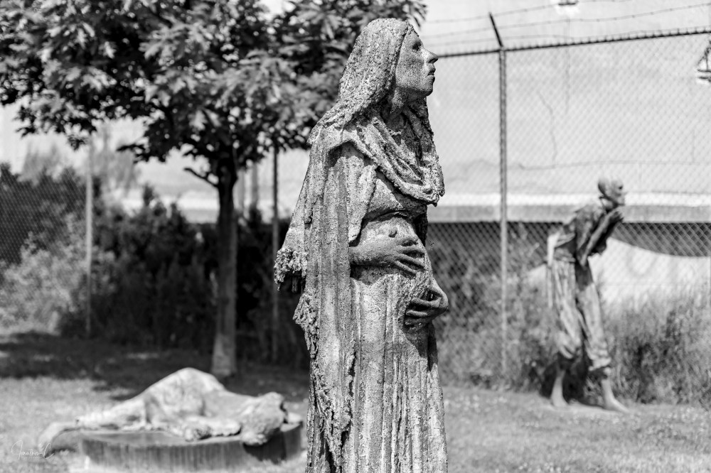 Irish Monument Woman in Focus BW